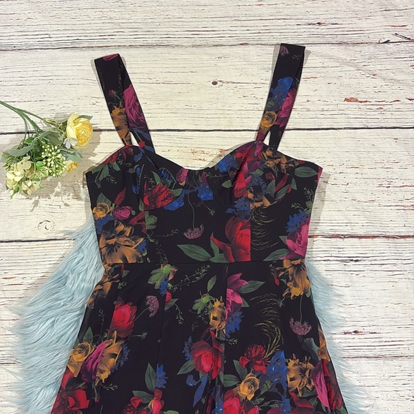 Hutch Vivid Shades Of Night Floral Bustier Chiffon Midi Dress - Picture 5 of 9